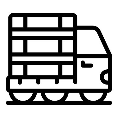 Kargo taşıyan, lojistik ve ulaşımı sembolize eden basit bir tren simgesi