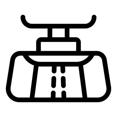 Halat üzerinde hareket eden bir teleferiğin basit çizgi simgesi, dağlık bir bölgede turist ya da banliyö yolu üzerinden seyahat eden