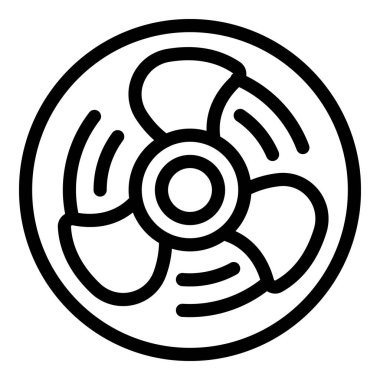 Dönen yelpazenin basit siyah beyaz simgesi hava akımı yaratıyor