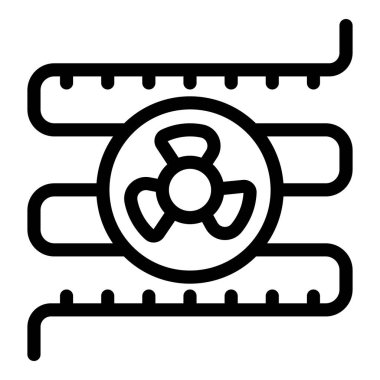 Bu simge, kirlenmenin yayıldığını gösteren radyoaktif sembollü bir boru sistemini temsil ediyor.