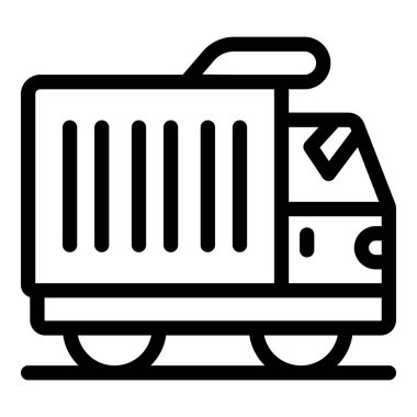 Kargo taşıyan konteynır kamyonunun basit, kalın çizgi simgesi