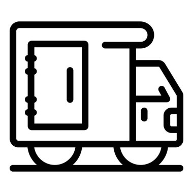 Teslimat kamyonunun basit bir çizgisi simgesi. Aklınıza ticaret ve lojistik kavramları getiriyor.