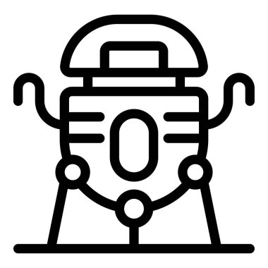 Bir uzay kapsülünün çizgi sanat simgesi bir gezegenin yüzeyine iniyor.