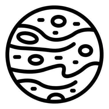 Jüpiter gezegeni ikonu güneş sistemimizdeki en büyük gezegeni temsil ediyor. Gaz yüzeyi ve belirgin büyük kırmızı noktasıyla tanınıyor.