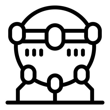 Küresel bir ağ sisteminde bir grup insan birbirleriyle iletişim ve işbirliğini sembolize ediyor.