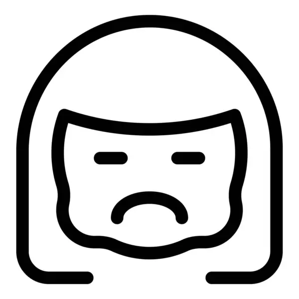 stock vector Line icon of a woman showing annoyance with a frowning face emotion