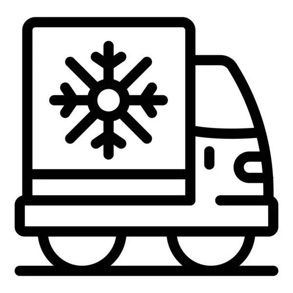 stock vector Simple refrigerated truck icon representing cold chain logistics for frozen food delivery