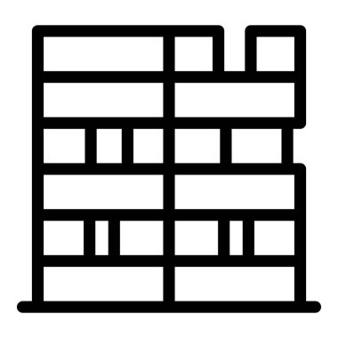 Çağdaş bir binanın basit çizgi resim simgesi