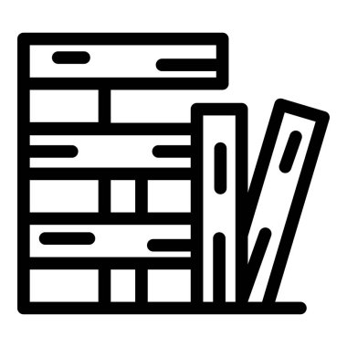 İnşaat işçisi ahşap tahtalardan bir duvar inşa ediyor, vektör simgesi çizimi