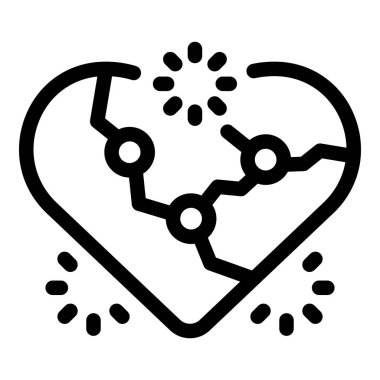 Kırık kalp dijital bir bandajla onarılıyor, kalp meselelerinde teknolojinin iyileştirici gücünü simgeliyor.