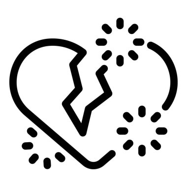 Kırık bir kalbin cesur siyah çizgisi kayıp aşkın ve kalp kırıklığının acısını sembolize ediyor.