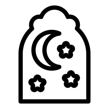 Hilal ayın ve gece gökyüzündeki yıldızların basit vektör simgesi