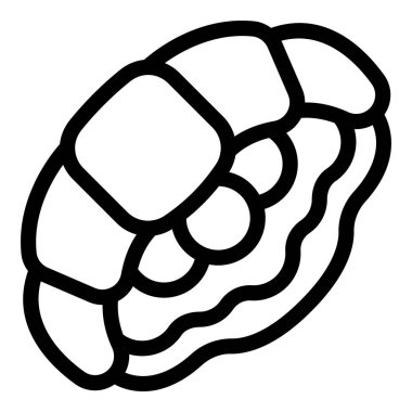 Kruvasan gösteren basit bir siyah beyaz vektör, yemek ve pişirme ile ilgili projeler için mükemmel.