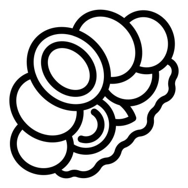 Bir istiridye yemeğinin çizgi sanat simgesi, restoran menüleri ve web siteleri için mükemmel.