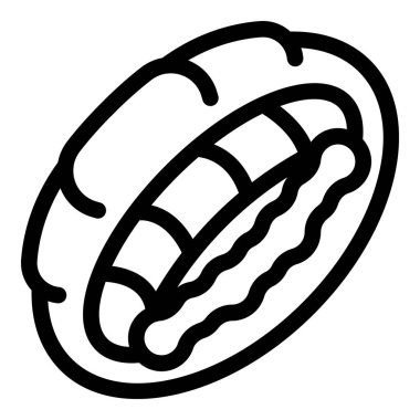 Hardallı sosisli sandviçin basit siyah beyaz vektör simgesi.