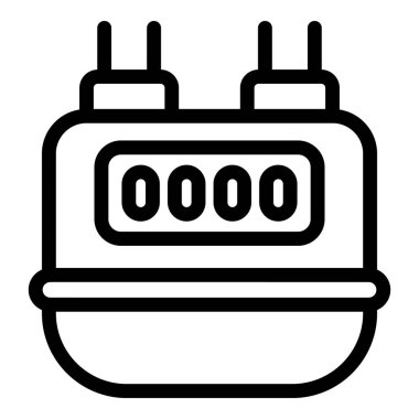 Elektrik sayacının sıfır tüketim gösteren basit dış çizgisi, enerji verimliliğini gösterir
