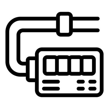 Enerji tüketimini ölçen bir elektrik sayacının çizgi sanat simgesi, elektrik kullanımını izlemek için önemli bir cihaz