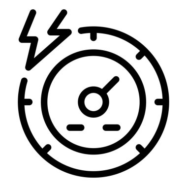 Enerji tüketimini ölçen bir elektrik sayacının çizgi sanat simgesi, elektriği sembolize eden bir yıldırım.