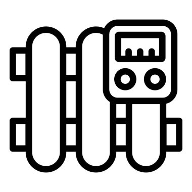 Oda sıcaklığını gösteren bir elektrikli ısıtıcının çizgi vektör simgesi