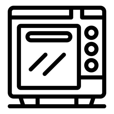 Modern elektrikli fırının basit çizgi simgesi, yemek pişirme ve pişirme kavramlarını temsil etmek için idealdir.