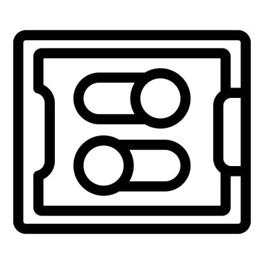 İki açma kapama düğmesini gösteren kare ekranlı akıllı telefonun satır simgesi