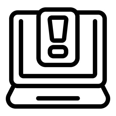 Laptop potansiyel bir hata, uyarı veya önemli iletiyi gösteren bir uyarı simgesi gösteriyor