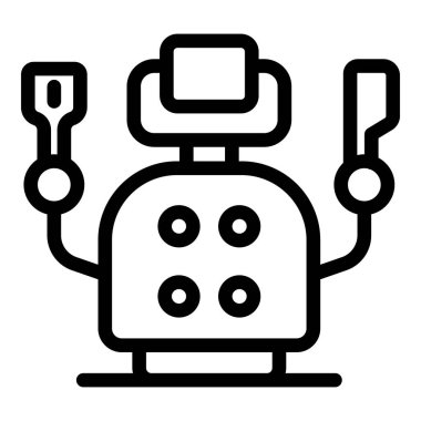 Çizgi film robotu mekanik kolları olan araçları tutuyor.