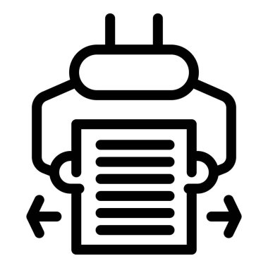 Robot bir belge tutuyor ve yapay zeka düzeltme yazılımı konseptinde hataları kontrol ediyor