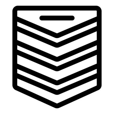 Askeri rütbe simgesini temsil eden basit siyah ana hat vektör simgesi, genellikle kıdemi belirtmek için üniformalara takılır.