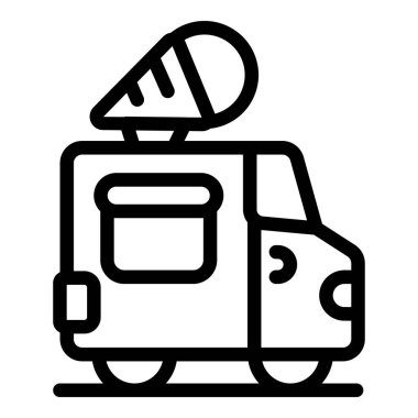 Yemek kamyonu park halinde ve müşterilere lezzetli dondurma konileri sunmaya hazır.