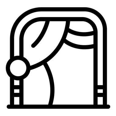 Düğün kemeri güzel bir tören için perdelerle süslenmiş.