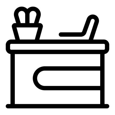 Modern bir ofis masasının iş, iş hayatı ve verimliliği simgeleyen satır simgesi