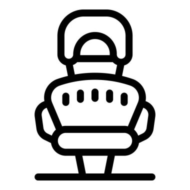 Bebekleri güvende tutmak ve seyahat ederken korunmak için tasarlanmış beş noktalı emniyet kemeri içeren bebek oto koltuğu simgesi.