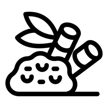 Yaprak ikonu ana hatları vektörü ile yerden büyüyen şeker kamışı