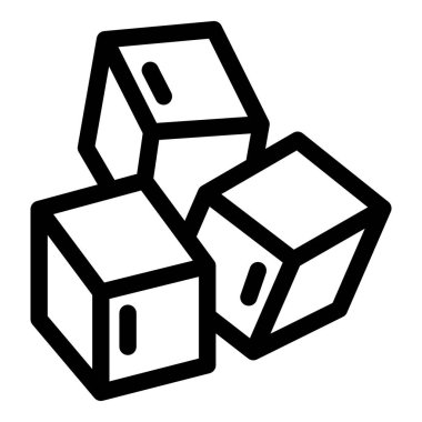 Beyaz arkaplana düşen üç şeker küpünün çizgi sanat vektörü resimleme simgesi