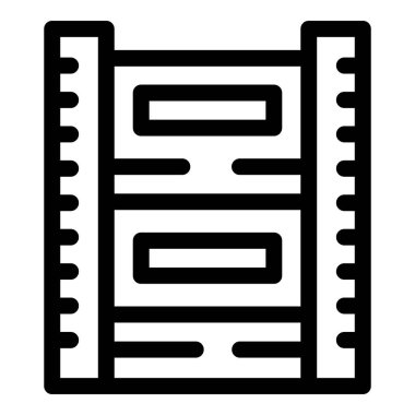 Ölçüm bandıyla ölçülen bir sunucu rafının basit simgesi