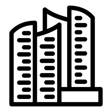 Bu minimalist vektör çizimi şehir manzaralarının dinamik ve sürekli gelişen doğasını vurgulayan bir grup modern gökdeleni temsil ediyor.