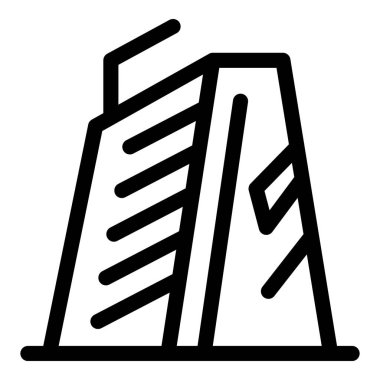 Basit bir çizgi sanat simgesi modern bir binayı temsil ediyor, şehir gelişimini ve mimari tasarımı sembolize ediyor