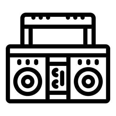 Müzik çalan klasik bir müzik kutusunun çizgi sanat vektör simgesi, anten genişletilmiş