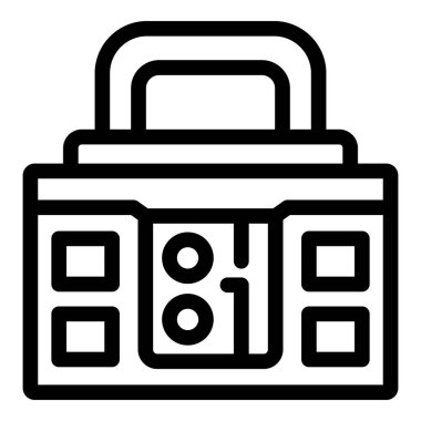 Satır simgesi biçimi çizimi bir kaset teybi çalan klasik bir boombox tasvir ediyor