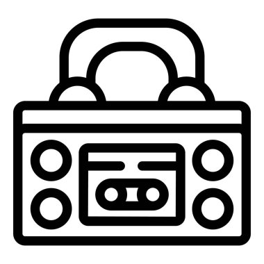 Klasik bir teyp teybinden müzik çalan siyah çizgi vektör simgesi