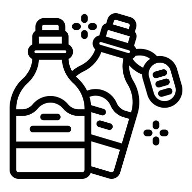 Birinde fiyat etiketi olan, şarap endüstrisini ve onun ticari yönlerini temsil eden iki şarap şişesinin simgesi.