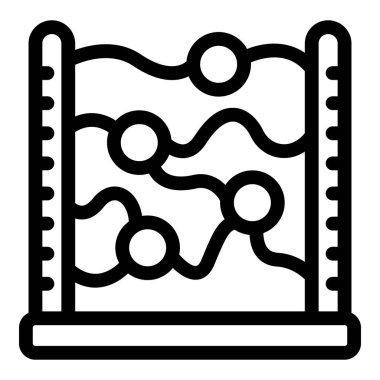 Kablolar boyunca hareket eden boncuklu abaküs, hesaplama ve matematik kavramını temsil ediyor.