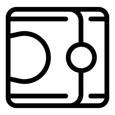 Bir aksiyon kamerasının basit, cesur çizgi simgesi, macera, seyahat ve açık hava aktivitelerini temsil etmek için mükemmel.