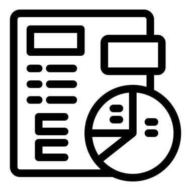 Turta grafiği ile bir iş raporunun çizgi sanat vektör simgesi, veri analizi için mükemmel