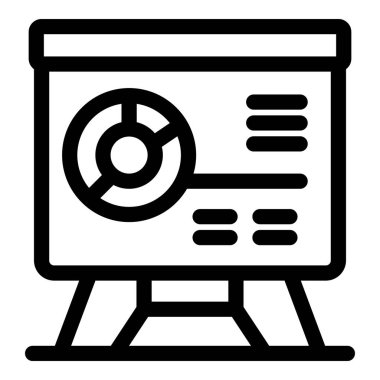 Bir pasta grafiği ve veri analizini gösteren basit bir sunum tahtası simgesi, iş ve pazarlama kavramları için mükemmel