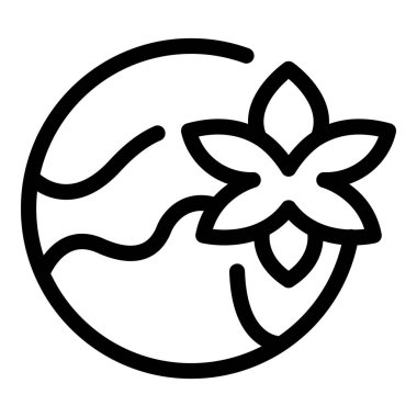 Gezegende büyüyen bir çiçeğin çizgi simgesi, çevresel koruma ve sürdürülebilirliği temsil ediyor.