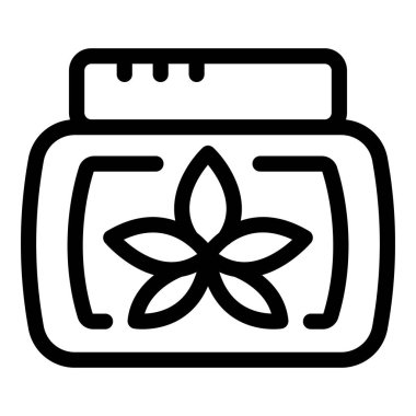 Çiçek özütüyle zenginleştirilmiş doğal kozmetik krem içeren siyah bir kavanozun ana hatları.