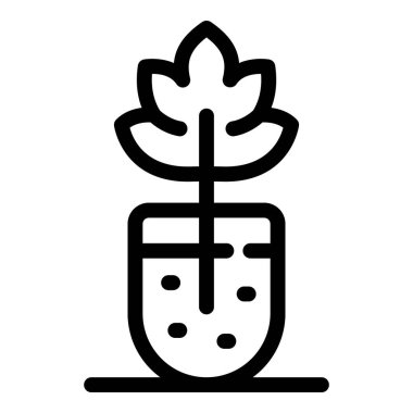 Bir saksının içinde büyüyen bir bitkinin çizgi sanat simgesi, bahçıvanlığı, büyümeyi ve doğayı temsil ediyor.