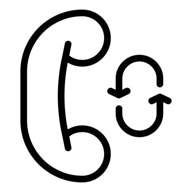 Dairesel hareket gösteren iki oklu bir telefon ahizesinin basit siyah beyaz vektör simgesi